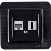 Розетка компьютерная RJ45 Cat6 + Розетка HDMI Arvia Electric Lavin Черный матовый (21 25 4007 255)